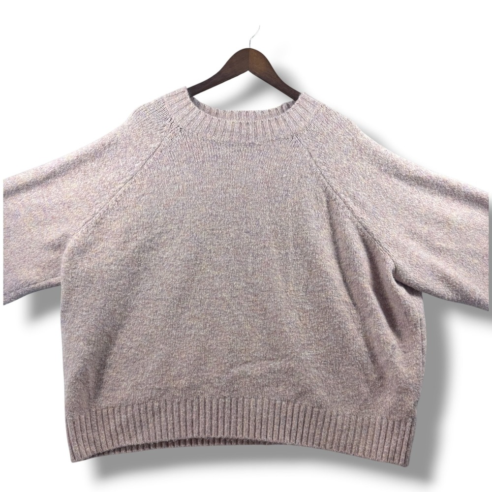 Old Navy Womens XXL Pink Purple Marled Knit Crew Neck Raglan Sweater Oversized